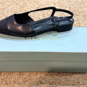 C. Paravano Women's Black Slingback Flats
